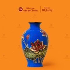 Lọ Hoa Mai Bình Men Xanh Hoa Sen Vẽ Vàng