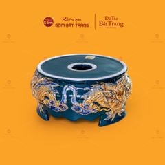 Đế Đỉnh Hương Thờ Men Xanh Lục Vẽ Vàng