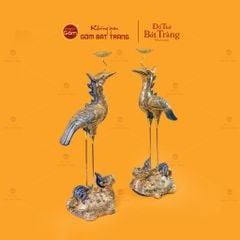 Hạc Thờ Men Xanh Lục Vẽ Vàng (Chiếc)