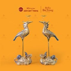 Hạc Thờ Men Xanh Lục Vẽ Vàng (Chiếc)
