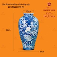 Mai Bình Cửu Ngư Chầu Nguyệt Lam Ngọc Bình An