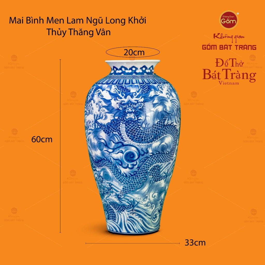 Mai Bình Men Lam Ngũ Long Khởi Thuỷ Thăng Vân
