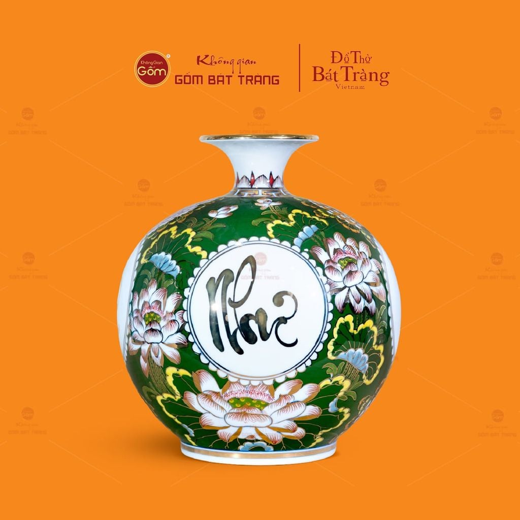 Bình Hút Lộc Vạn Sự Như Ý Tứ Hoa Phú Quý Lục Bảo Vẽ Vàng