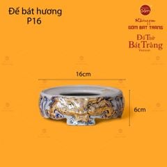 Đế Bát Hương Song Long Chầu Nguyệt Men Rạn Vẽ Vàng