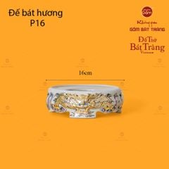 Đế Bát Hương Men Hoàng Tộc Vẽ Vàng Họa Tiết Song Long Chầu Nguyệt
