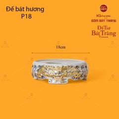 Đế Bát Hương Men Hoàng Tộc Vẽ Vàng Họa Tiết Song Long Chầu Nguyệt