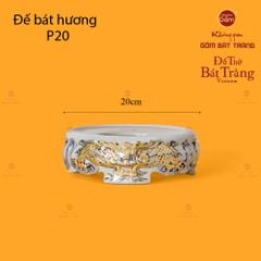 Đế Bát Hương Men Hoàng Tộc Vẽ Vàng Họa Tiết Song Long Chầu Nguyệt
