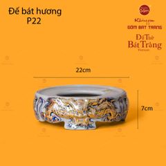 Bát Hương Song Long Chầu Nguyệt Men Rạn Vẽ Vàng