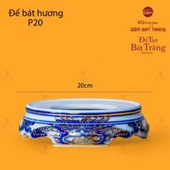 Đế Bát Hương Men Lam Nổi Song Long Chầu Nguyệt Vẽ Vàng