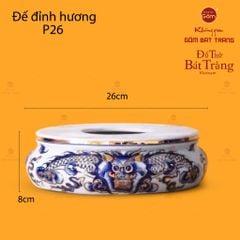 Đỉnh Hương Thờ Men Lam Vẽ Vàng Vẽ Rồng