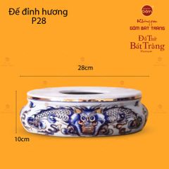 Đỉnh Hương Thờ Men Lam Vẽ Vàng Vẽ Rồng