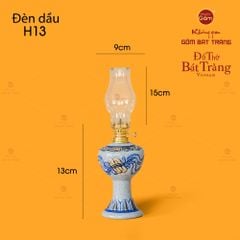 Đèn Dầu Thờ Men Rạn Họa Tiết Cuốn Thư