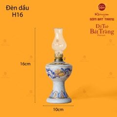 Đèn Dầu Thờ Cuốn Thư Men Rạn Vẽ Vàng