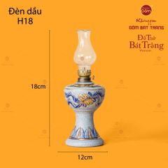 Đèn Dầu Thờ Cuốn Thư Men Rạn Vẽ Vàng