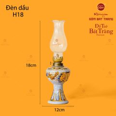 Đèn Dầu Thờ Hoa Sen Men Rạn Vẽ Vàng