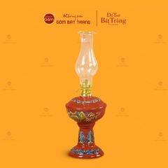 Đèn Dầu Thờ Men Đỏ Họa Tiết Cành Đào