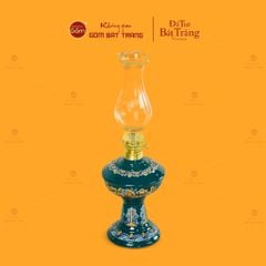 Đèn Dầu Thờ Men Lục Họa Tiết Cành Đào