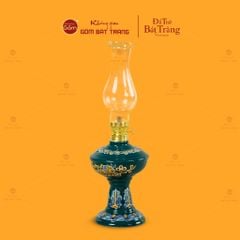 Đèn Dầu Thờ Men Lục Họa Tiết Cành Đào