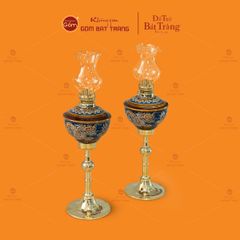 Đèn Dầu Thờ Men Ngọc Chạm Nổi Rồng