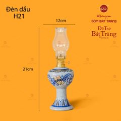 Đèn Dầu Thờ Men Rạn Họa Tiết Cuốn Thư