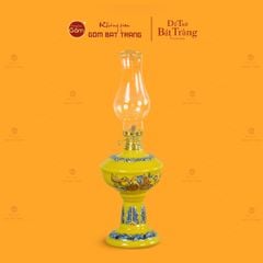 Đèn Dầu Thờ Men Vàng Họa Tiết Cành Đào