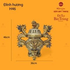 Đỉnh Hương Thờ Men Rạn Vẽ Vàng