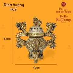 Đỉnh Hương Thờ Men Rạn Vẽ Vàng