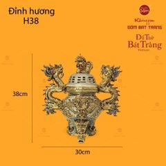 Đỉnh Hương Thờ Men Rạn Vẽ Vàng