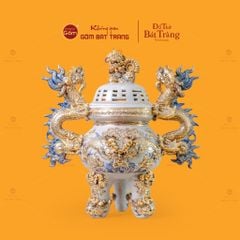 Đỉnh Hương Thờ Men Rạn Vẽ Vàng