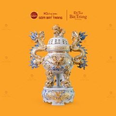 Đỉnh Hương Thờ Men Rạn Vẽ Vàng