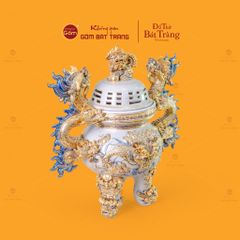 Đỉnh Hương Thờ Men Rạn Vẽ Vàng