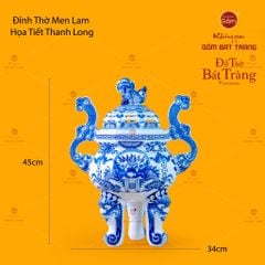 Đỉnh Hương Thờ Men Lam