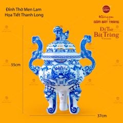 Đỉnh Hương Thờ Men Lam
