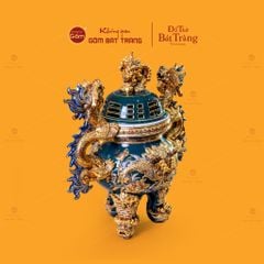 Đỉnh Hương Thờ Men Xanh Lục Vẽ Vàng