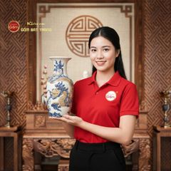 Lọ Hoa Thờ Men Hoàng Thổ Họa Tiết Cá Chép Hóa Rồng