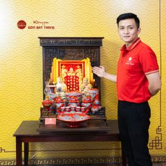 Bộ Đồ Thờ Thần Tài Thổ Địa (Cao Cấp 11 Món) Men Đỏ