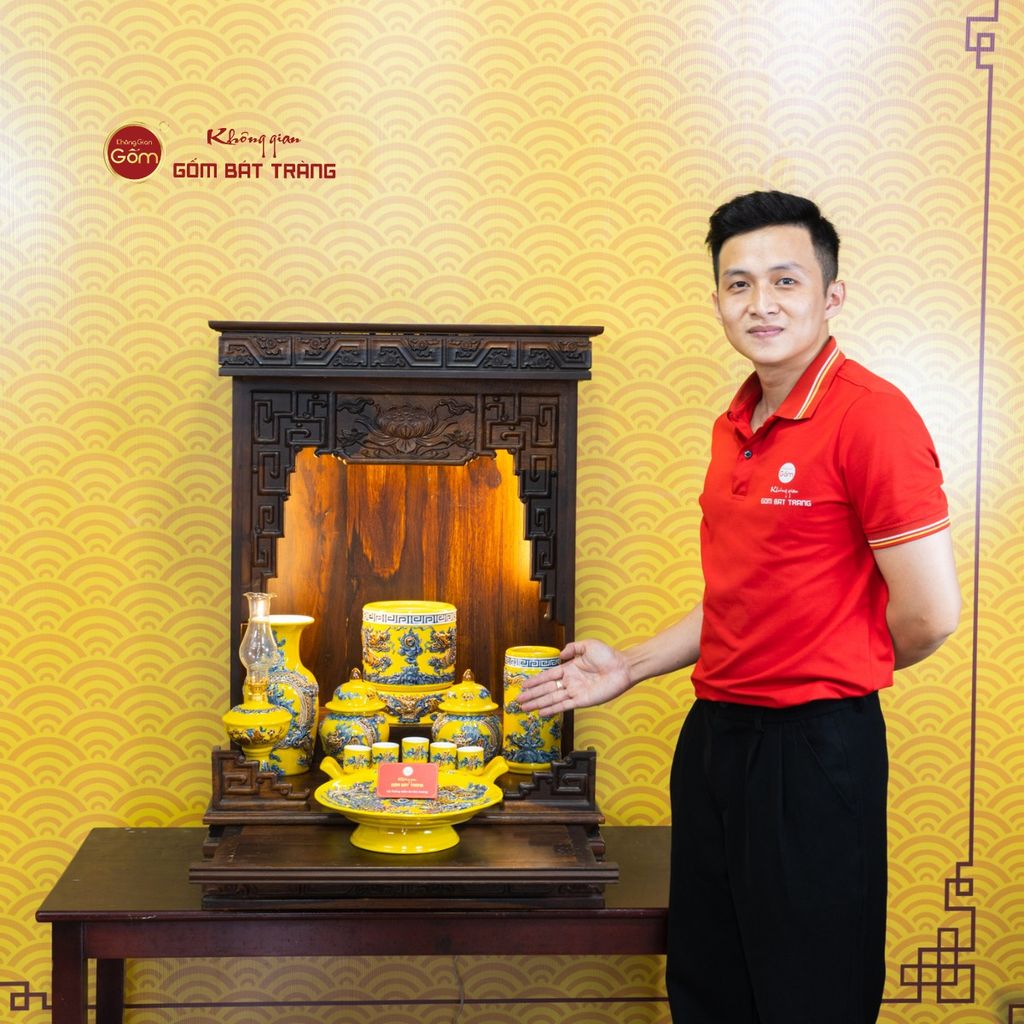 Bộ Đồ Thờ Thần Tài Thổ Địa (Cơ Bản 9 Món) Men Vàng