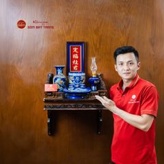 Bộ Đồ Thờ Ông Táo (Cơ Bản 6 Món) Men Xanh Coban