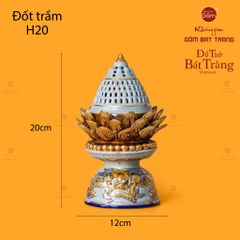 Đốt Trầm Hoa Sen Men Rạn Vẽ Vàng