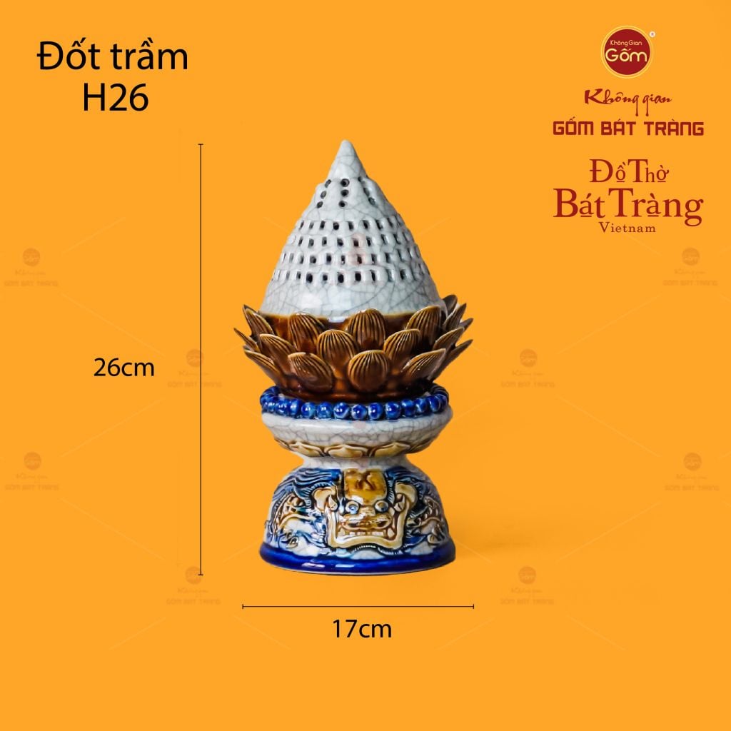 Đốt Trầm Men Rạn Họa Tiết Rồng