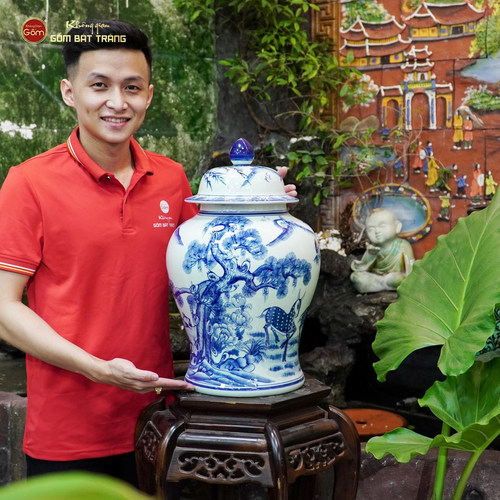 Chóe Men Lam Họa Tiết Tùng Lộc