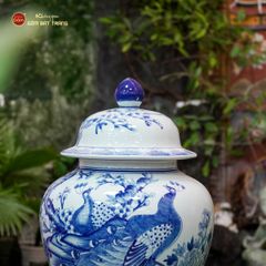 Chóe Men Lam Họa Tiết Chim Công Đào