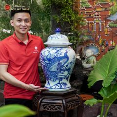Chóe Men Lam Họa Tiết Chim Công Đào