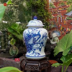Chóe Men Lam Họa Tiết Chim Công Đào
