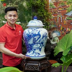 Chóe Men Lam Họa Tiết Chim Công Đào