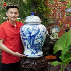 Chóe Men Lam Họa Tiết Chim Công Đào