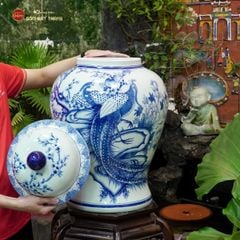 Chóe Men Lam Họa Tiết Chim Công Đào