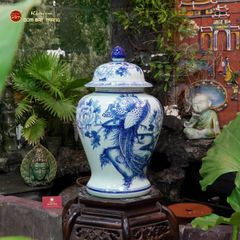 Chóe Men Lam Họa Tiết Chim Trĩ Mẫu Đơn
