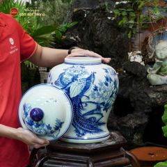 Chóe Men Lam Họa Tiết Chim Trĩ Mẫu Đơn