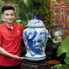 Chóe Men Lam Họa Tiết Chim Trĩ Mẫu Đơn